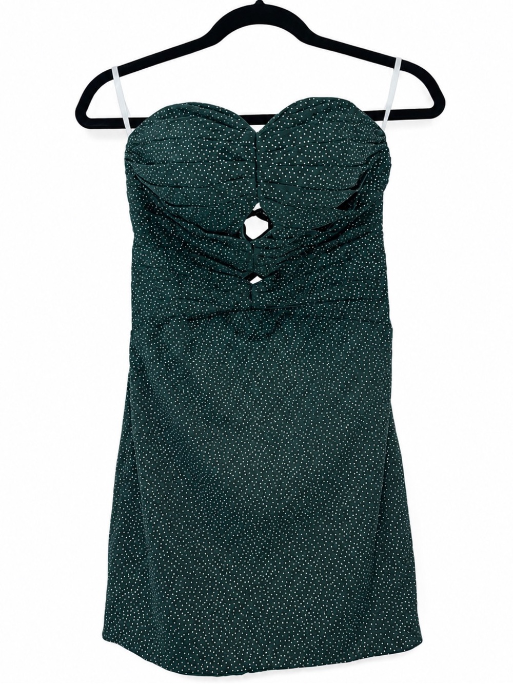 Forest Green Sparkle Strapless Cutout Corset Party Formal Mini Dress NWOT - Picture 4 of 5